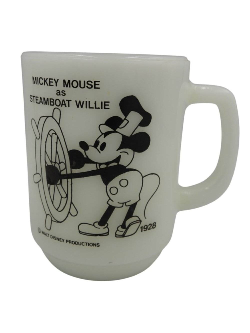 Vintage Mickey Mouse Steamboat Willie Pepsi Mug Anchor Hocking Milk Glass 1979